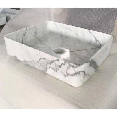 Carrara White Marble Wash Basin Bathroom Stone Sink Marble Basin